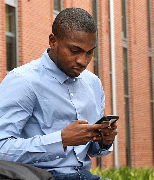 Student with phone