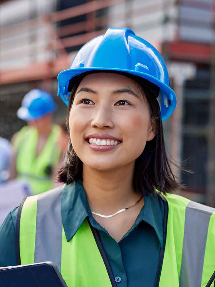 construction student and professor