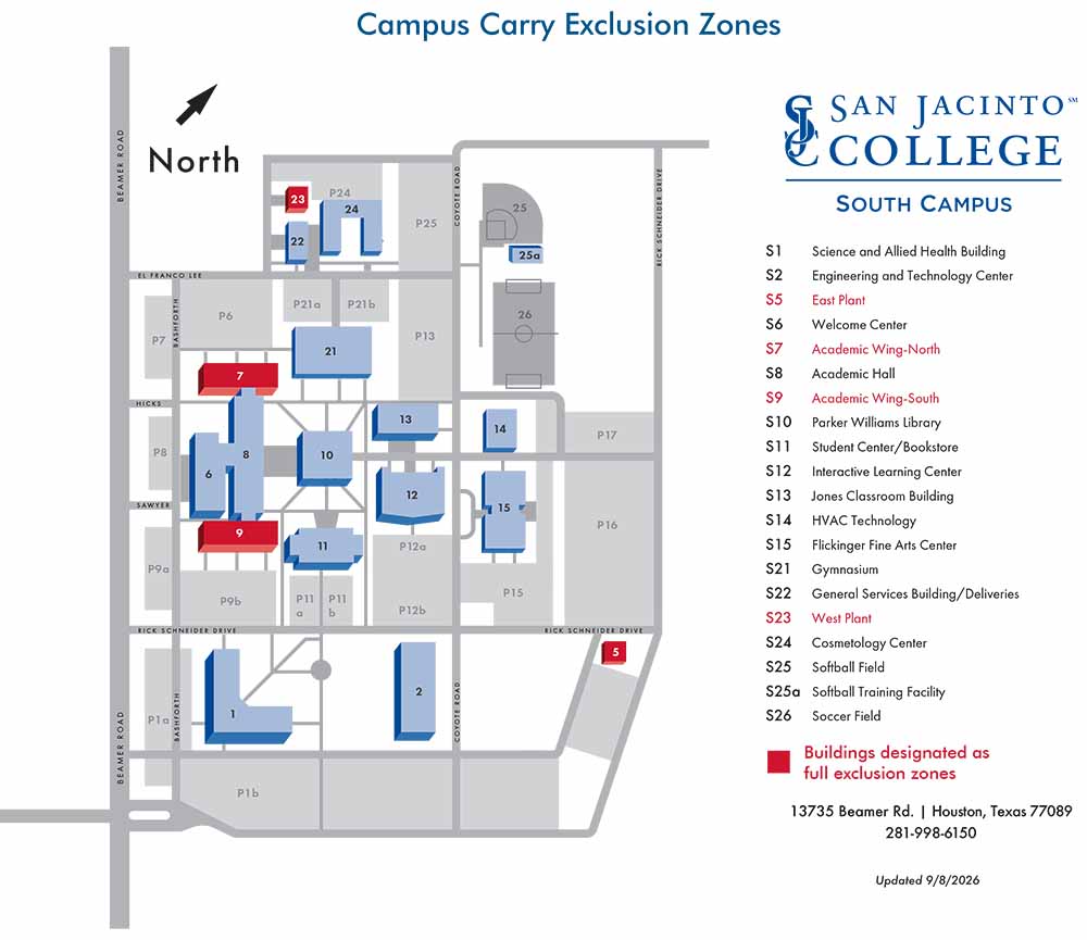 south campus exclusion zones